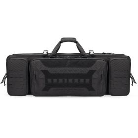 VOTAGOO Double Rifle Case Gun Bag, Safely Long-Barrel Firearm Transportation Cases  Locks, All-Weather Soft Tactical Range Bag Ackpack For Shotgu (Option: Black-36inches)