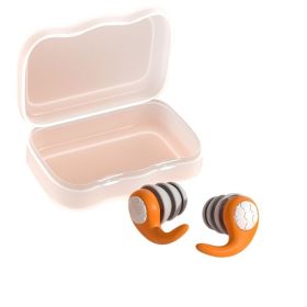 Swimming Ear Plugs, 1 Pairs Waterproof Reusable Silicone Swim Earplugs (Color: Orange, size: S)