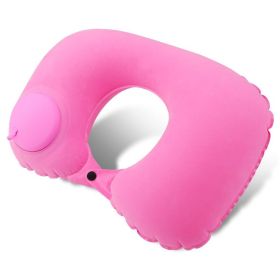 Inflatable Travel Pillow; Pressing U-shaped Neck Pillow; Portable Sleeping Pillow For Airplane; Train; Car; Office (Color: pink)