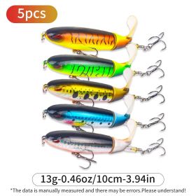 5pcs 1set 13g 10cm Top Water Pencil Fishing Lure Hard Bait With Floating Rotating Tail For Bass Trout Freshwater Saltwater (Option: 5pc 1sset 13g)