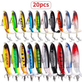 20pcs 1set 13g 35g Topwater Fishing Lures Set Of 20 Popper Bait With 3D Eyes ABS Plastic Hard Baits For Bass Pike (Option: 20pcs 1set)